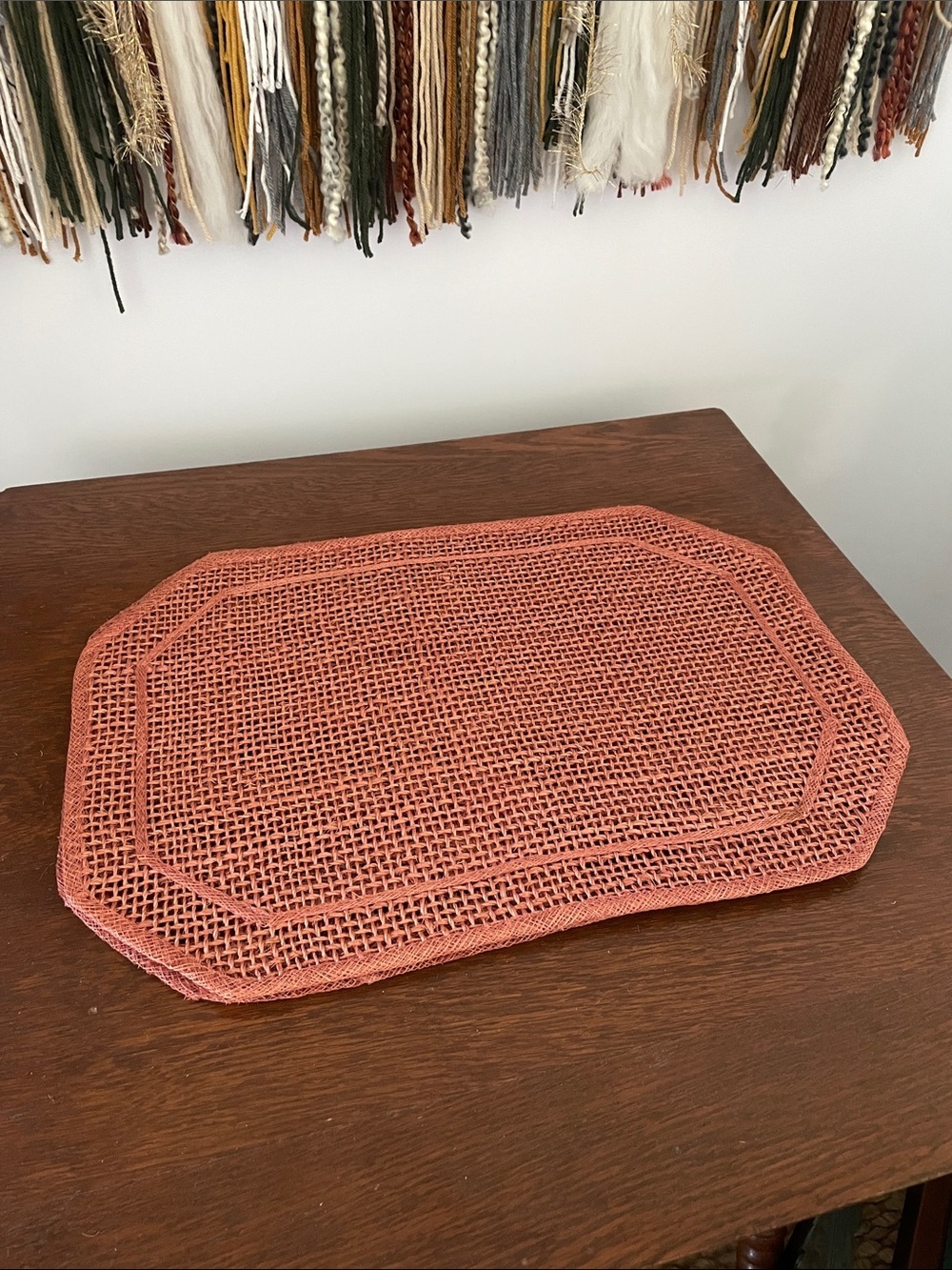 Coral woven placemats set of 3